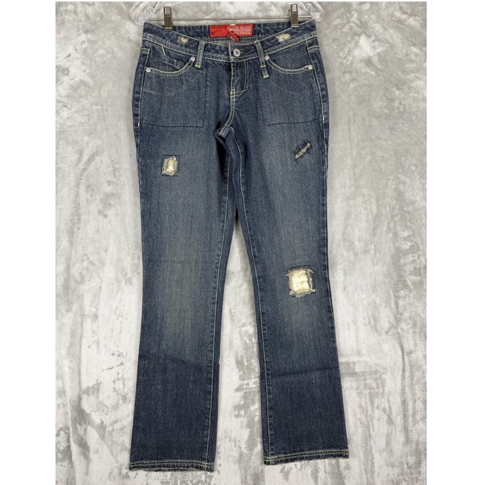 GUESS Jeans Women's Denim Bootcut Jeans Distressed Patches Size‎ 26